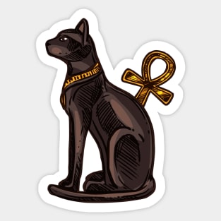 Egyptian black cat and Ankh Sticker